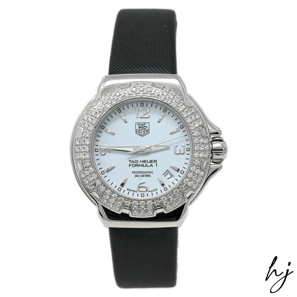 Tag Heuer Ladies Formula 1 Quartz Stainless Steel 37mm White Stick & Arabic Numeral Watch Reference #: WAC1215 - Happy Jewelers Fine Jewelry Lifetime Warranty