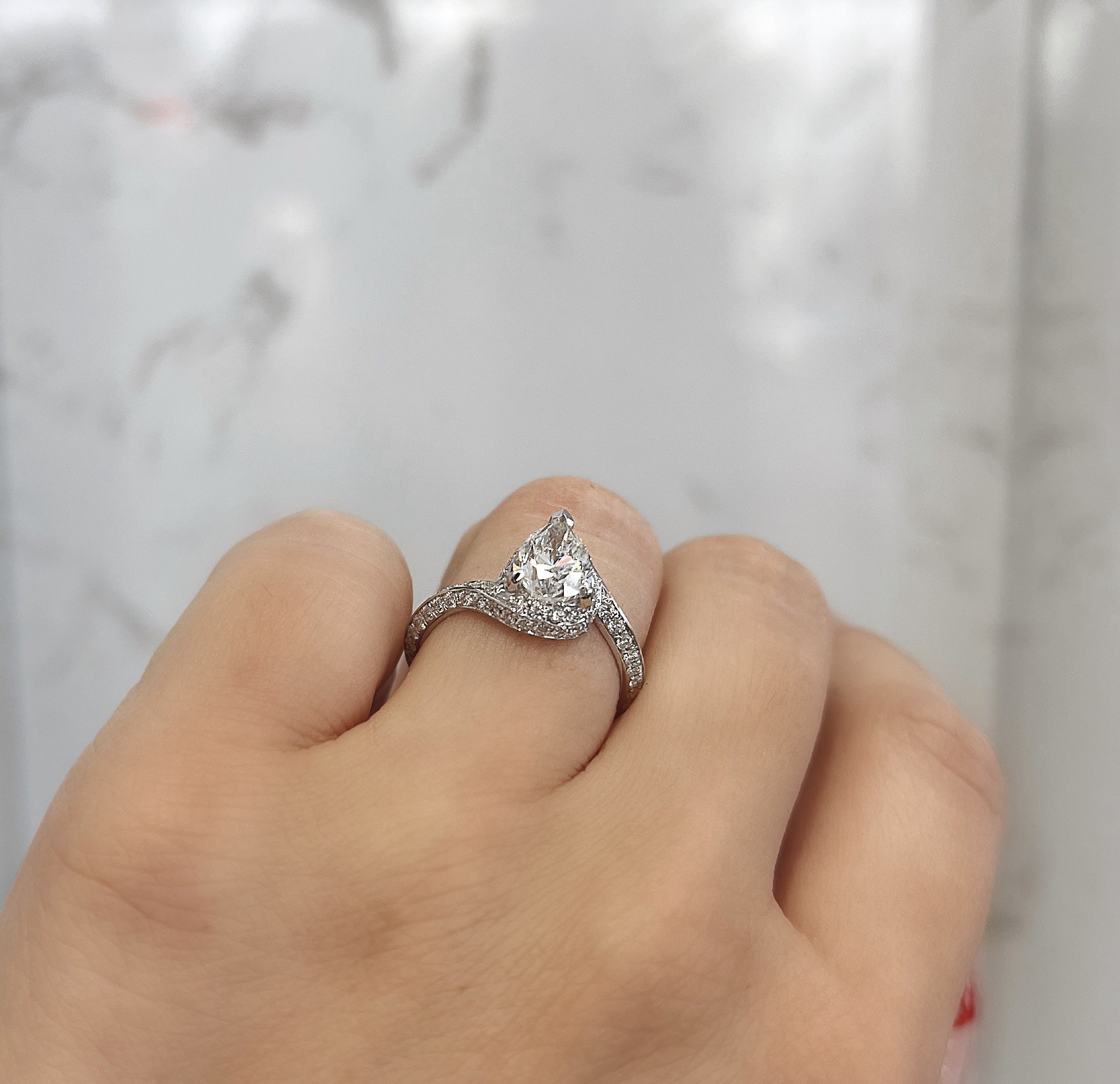 1.54 Pear Shape Natural Diamond Engagement Ring - Happy Jewelers Fine Jewelry Lifetime Warranty