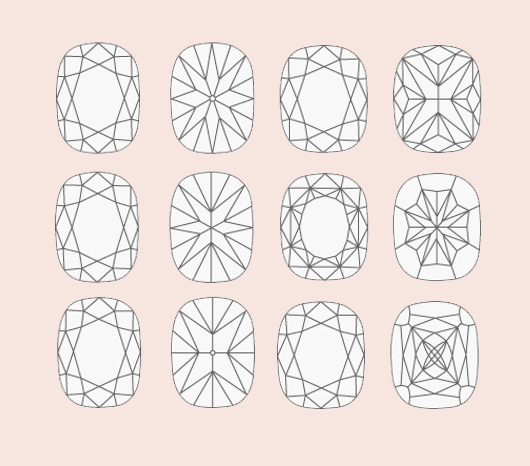 Cushion cut diamond facets Clearance