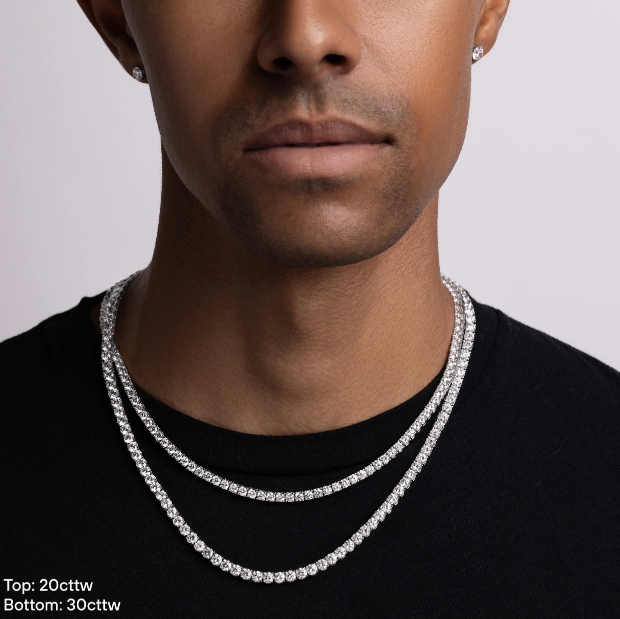 Men's Tennis Necklace Size Guide: Choosing the Right Length, Width & Carat