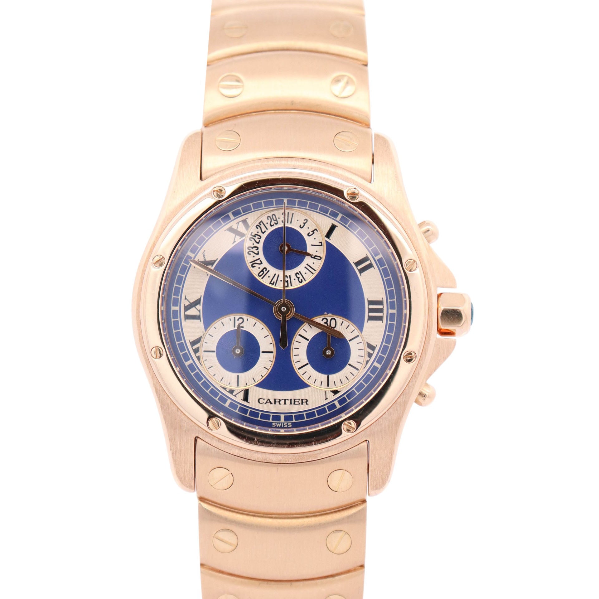 Cartier Ronde 28mm Blue Dial Watch Ref# W15078G1