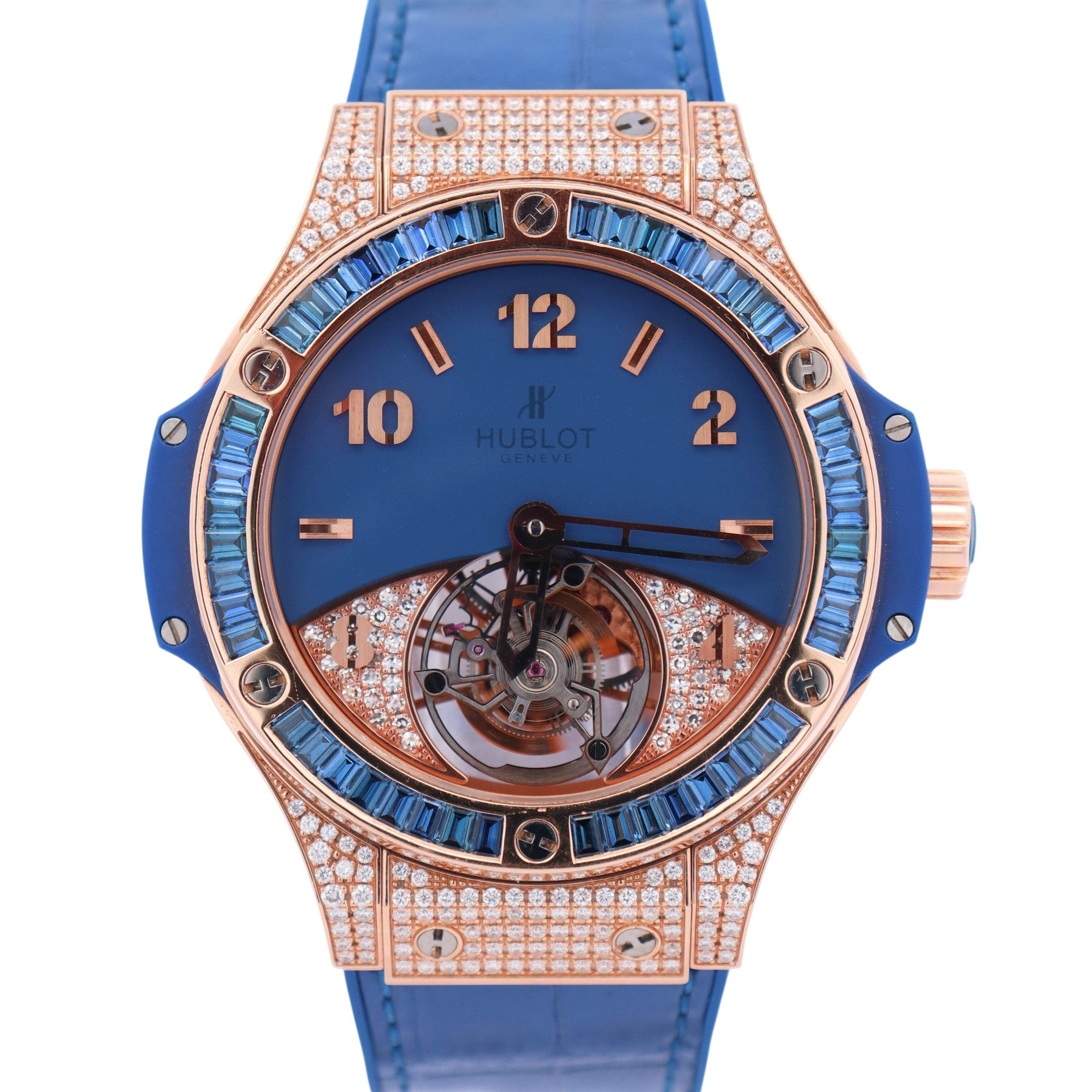 Hublot Big Bang Tutti Fruitti 41mm Blue Tourbillion Dial Watch Ref# 345.PL.5190.LR.0901