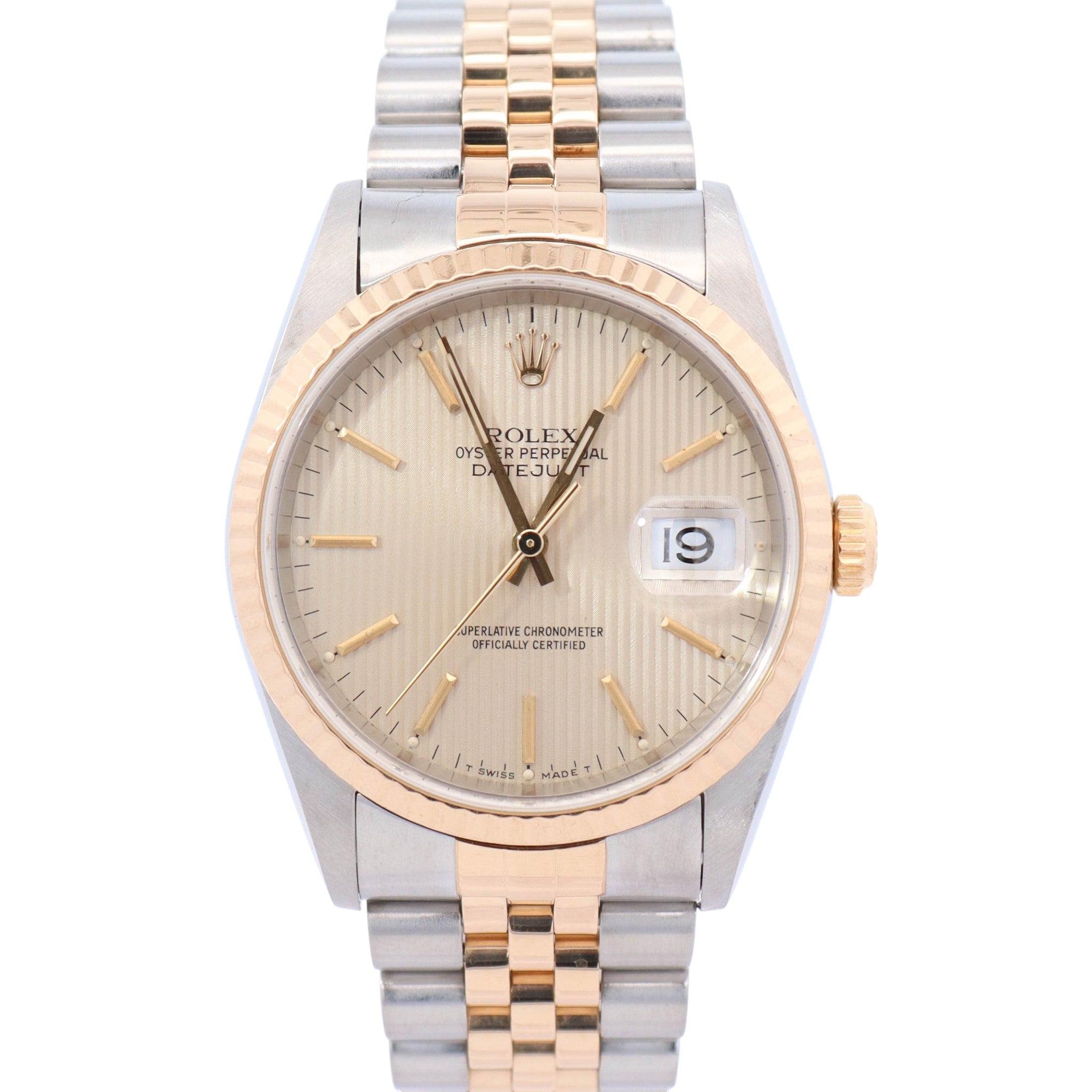 Rolex Datejust 36mm Ivory Tapestry Dial Watch Ref# 16233