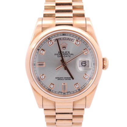 Rolex Day-Date 36mm Silver Dial Watch Ref# 118205