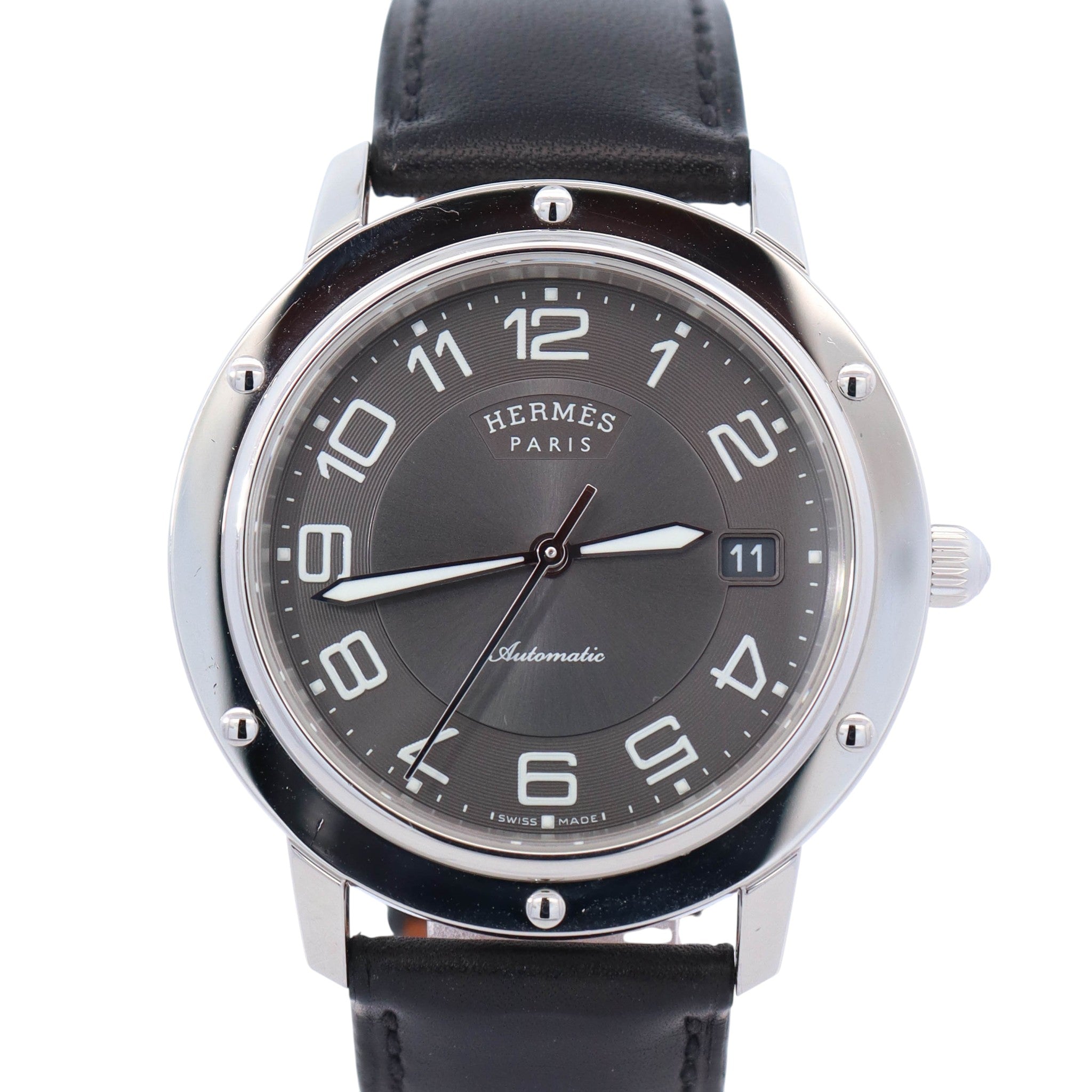 Hermes Clipper 39mm Grey Dial Watch Ref# CP2.810