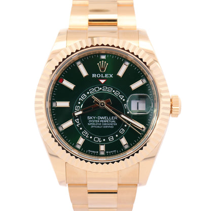 Rolex Sky-Dweller 42mm Green Dial Watch Ref# 336938