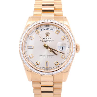 Rolex Day-Date 36mm Silver Dial Watch Ref# 118398
