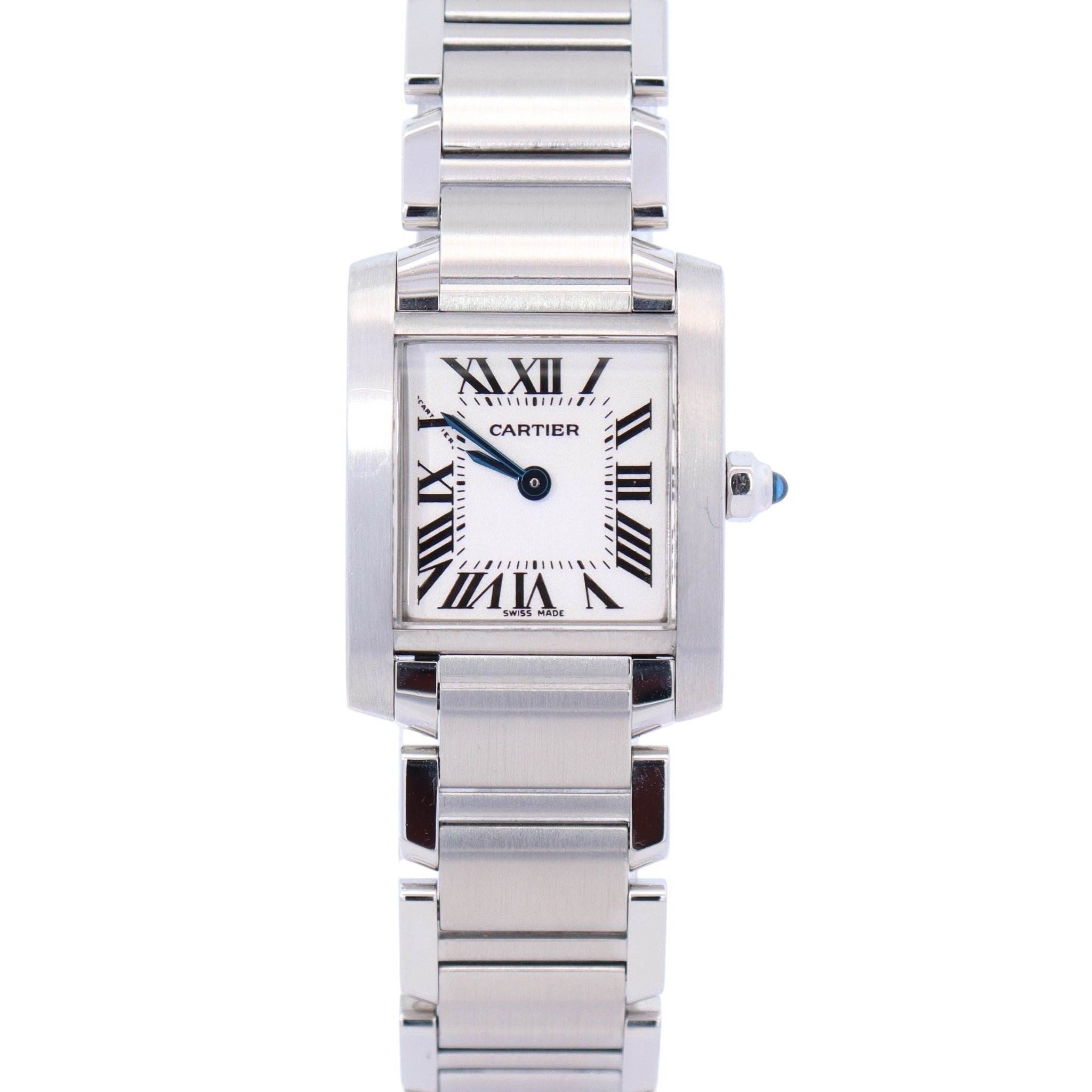 Cartier Tank Stainless Steel 20mm Ivory Dial Watch Ref# W51008Q3