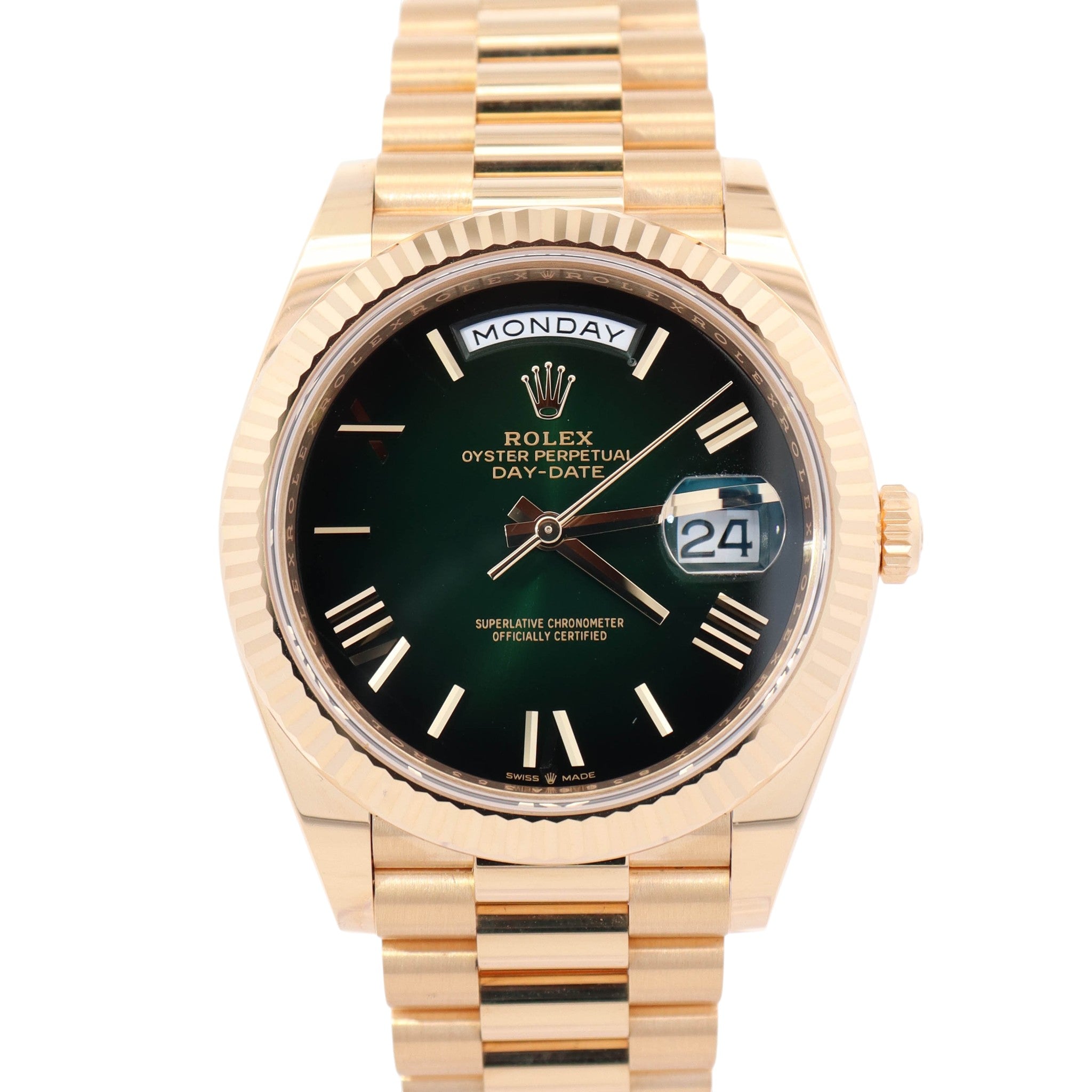 Rolex Day-Date 40mm Green Dial Watch Ref# 228238 - Happy Jewelers Fine Jewelry Lifetime Warranty