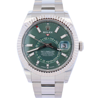 Rolex Sky-Dweller 42mm Green Dial Watch Ref# 336934