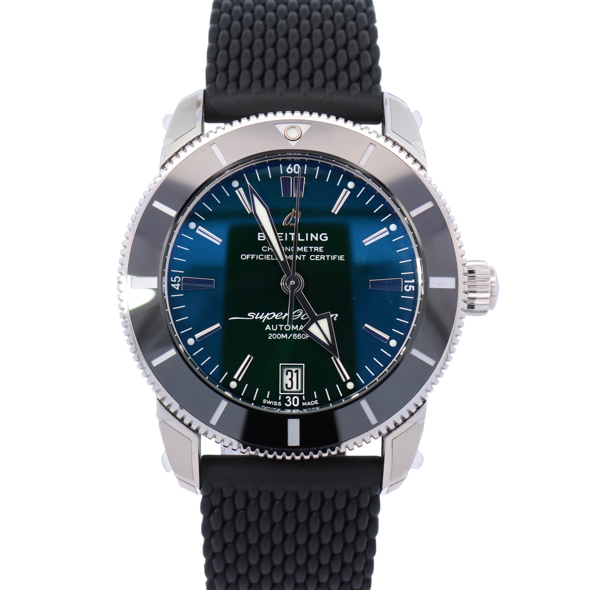 Breitling Superocean Heritage B20 Automatic 42mm Dark Green Dial Watch Ref# AB2010121L1S1