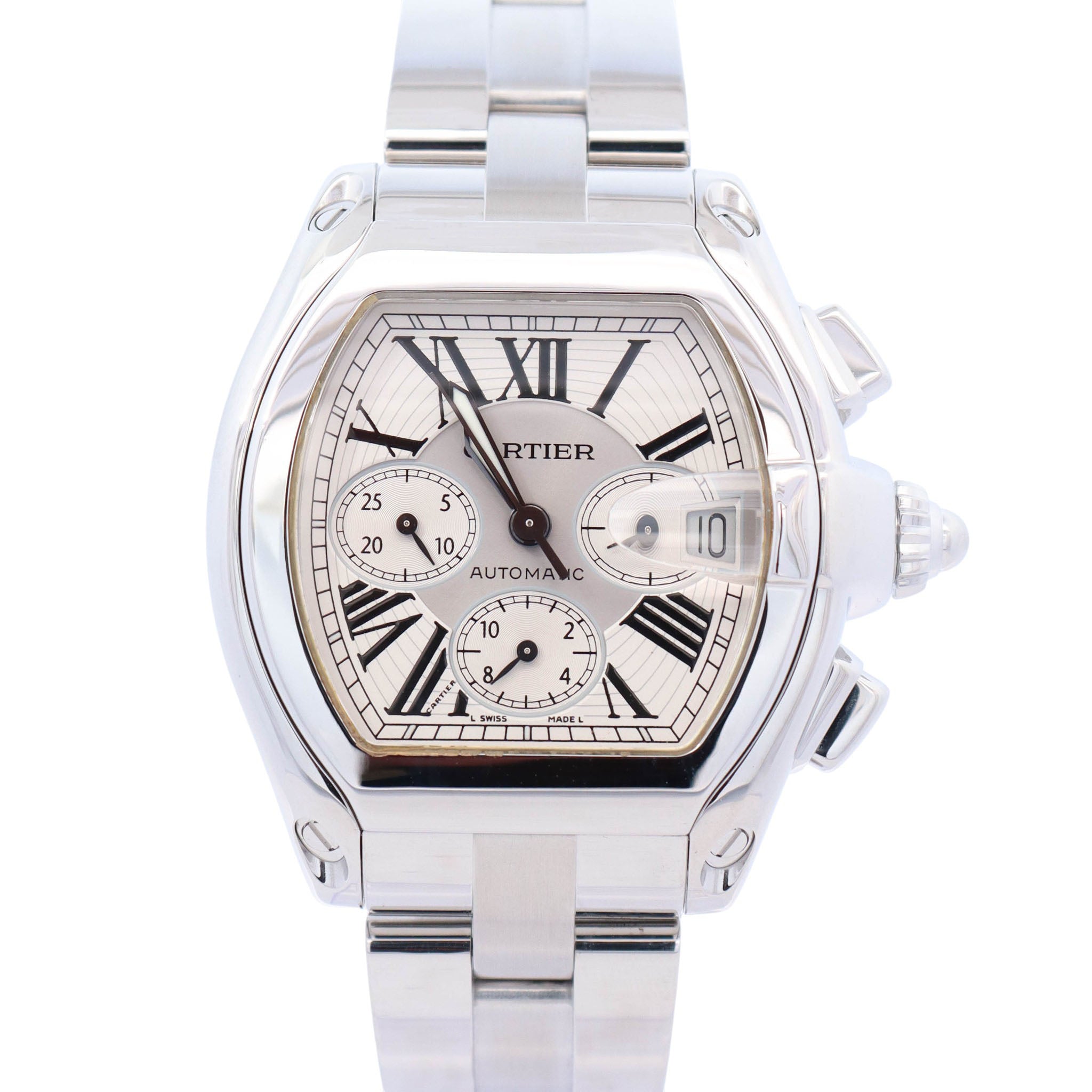 Cartier Roadster 48mm Silver Dial Watch Ref# W62019X6