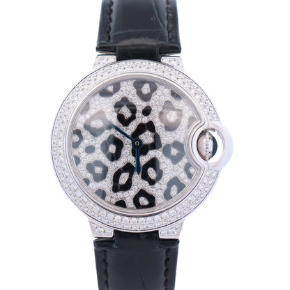 Cartier Ballon Bleu 33mm Pave Dial Watch Ref# HPI01064