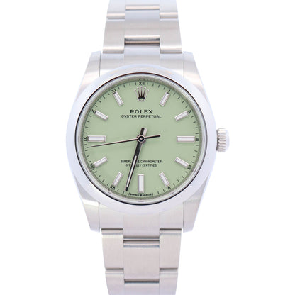 Rolex Oyster Perpetual 34mm Pistachio Dial Watch Ref# 124200 - Happy Jewelers Fine Jewelry Lifetime Warranty