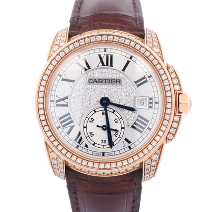 Cartier Calibre 38mm Pave Dial Watch Ref# WF100015