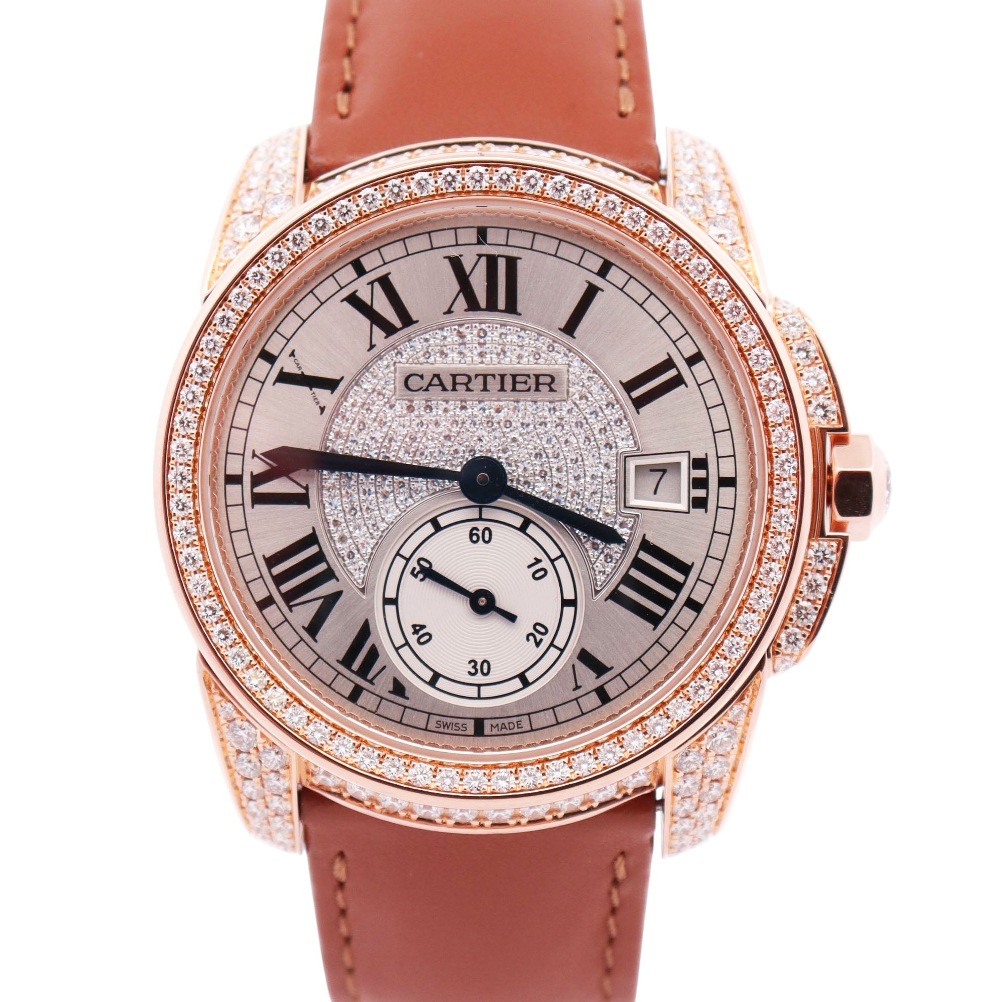 Cartier Calibre 38mm Pave Dial Watch Ref# WF100015 - Happy Jewelers Fine Jewelry Lifetime Warranty