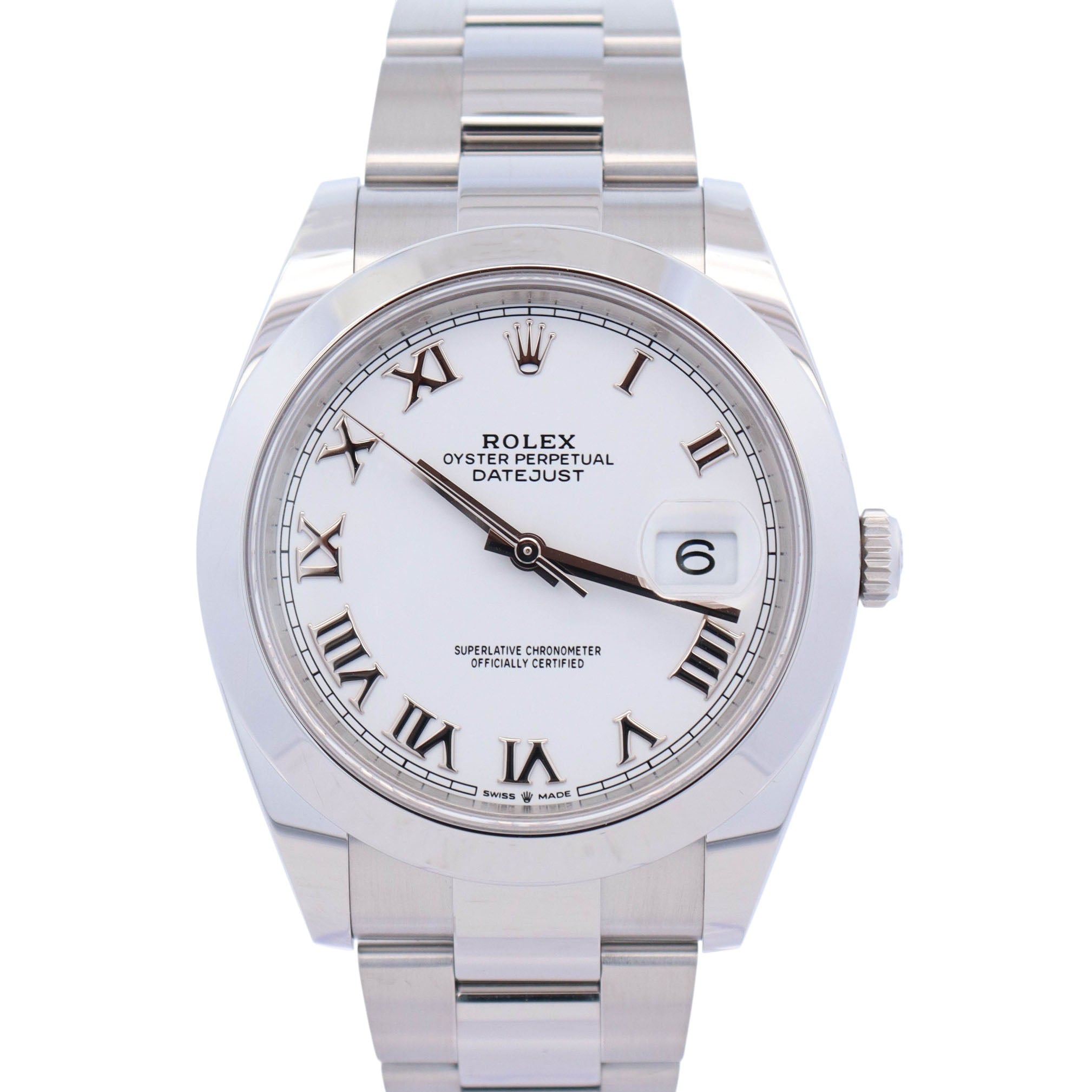 Rolex Datejust 41mm White Roman Dial Watch Ref# 126300 - Happy Jewelers Fine Jewelry Lifetime Warranty