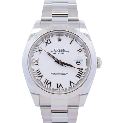 Rolex Datejust 41mm White Roman Dial Watch Ref# 126300 - Happy Jewelers Fine Jewelry Lifetime Warranty