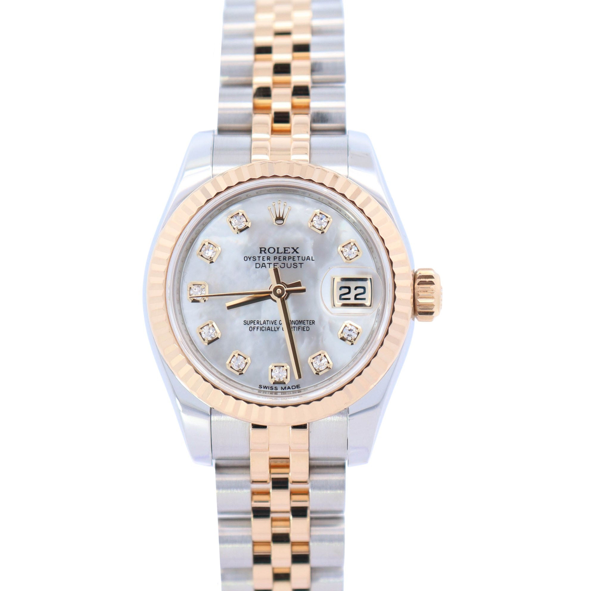 Rolex Lady Datejust 26mm MOP Diamond Dial Watch Ref# 179173 - Happy Jewelers Fine Jewelry Lifetime Warranty