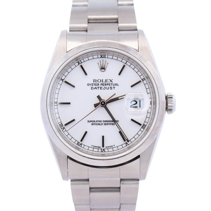 Rolex Datejust 36mm White Dial Watch Ref# 16200
