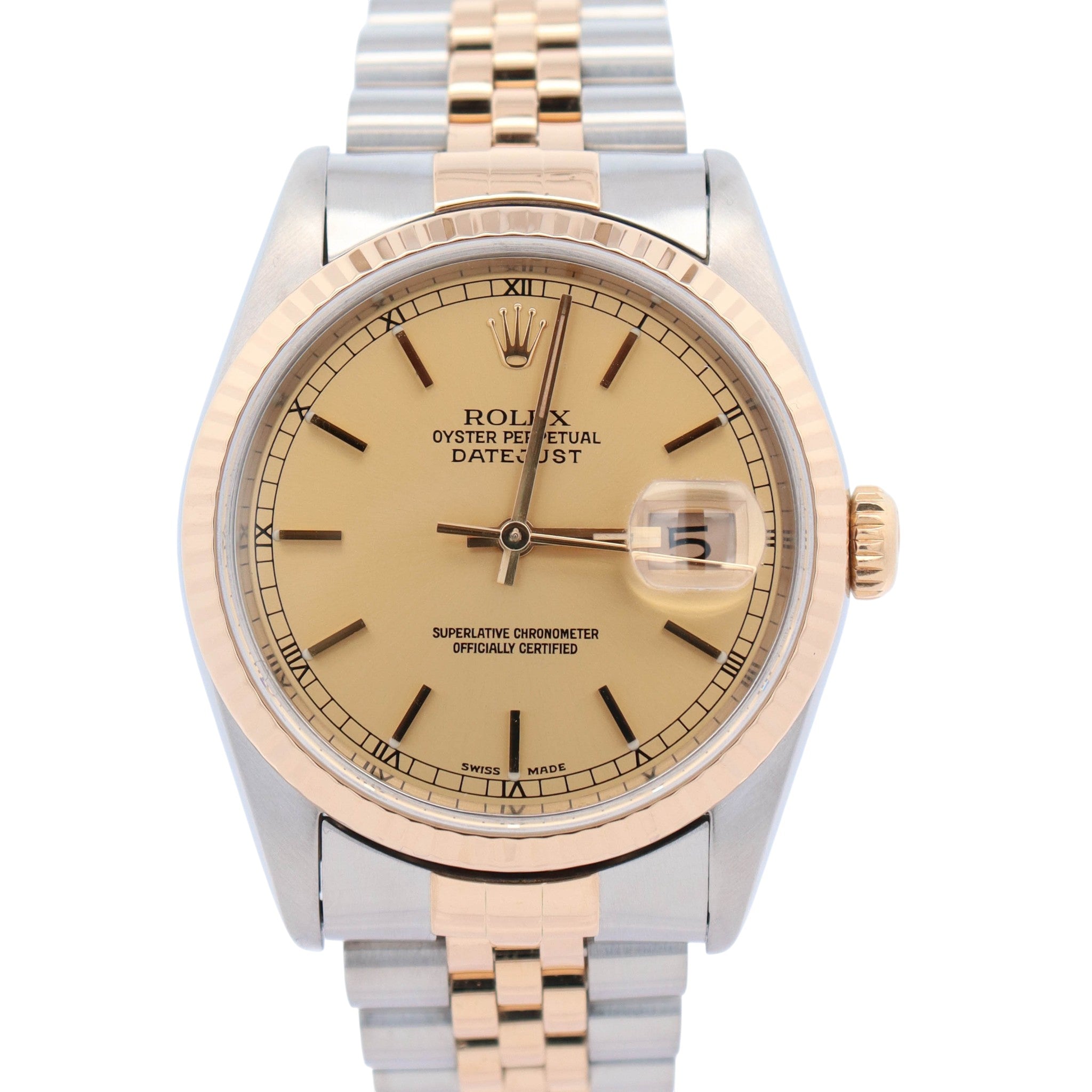 Rolex Datejust 36mm Champagne Dial Watch Ref# 16233