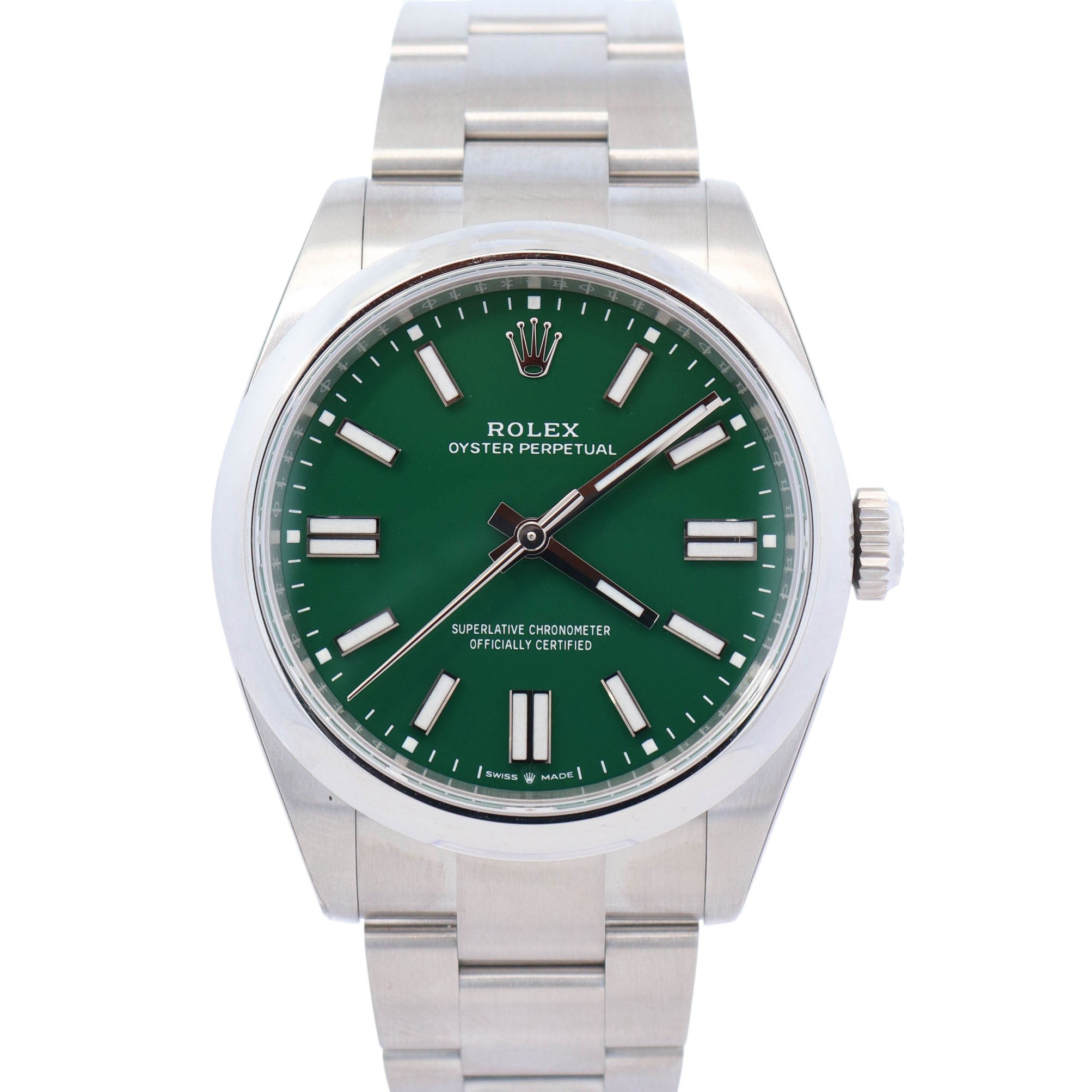 Rolex Oyster Perpetual 41mm Green Dial Watch Ref# 134300