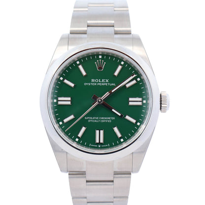 Rolex Oyster Perpetual 41mm Green Dial Watch Ref# 134300