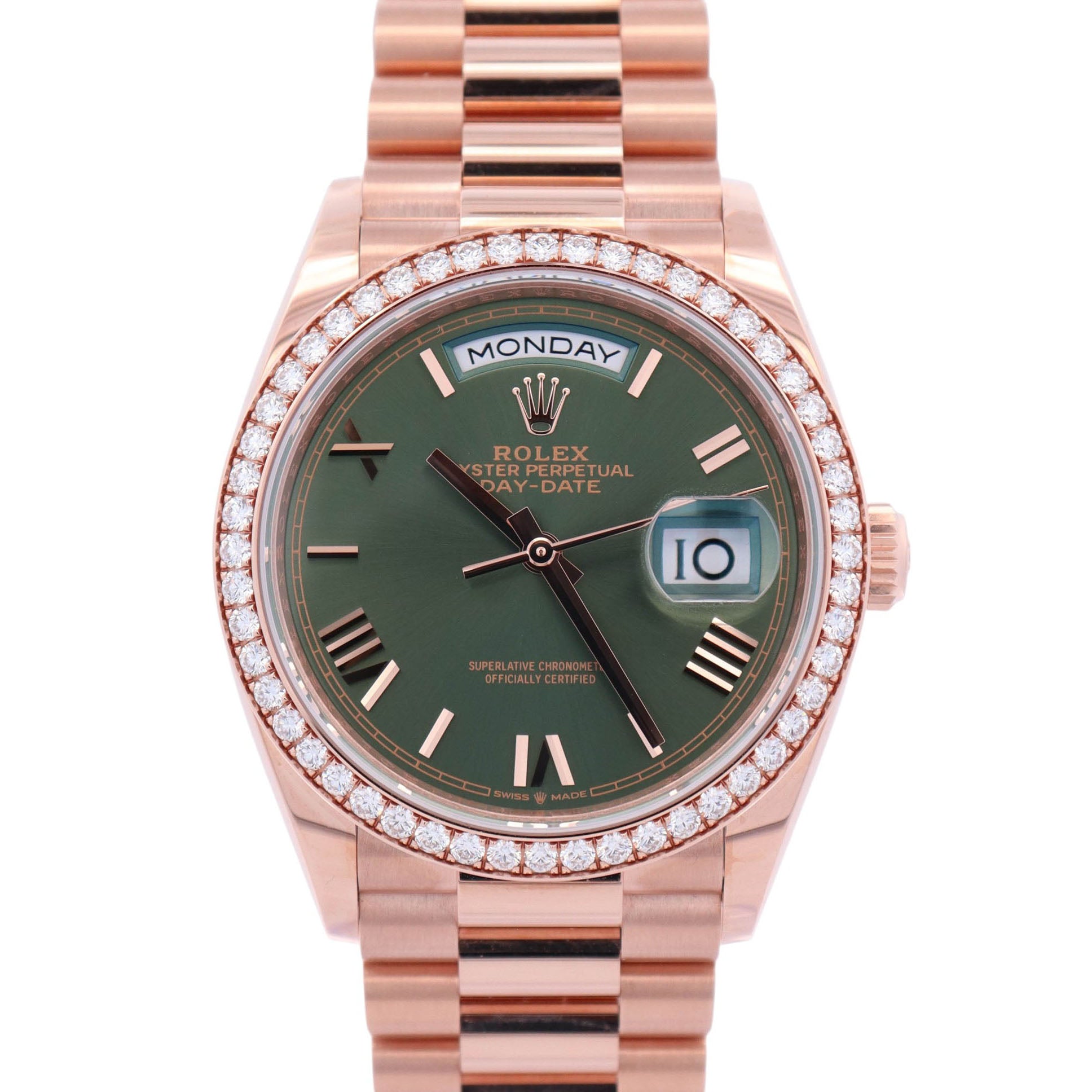 Rolex Day-Date 36mm Olive Dial Watch Ref# 128345RBR