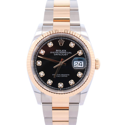 Rolex Datejust 36mm Black Diamond Dial Watch Ref# 126233