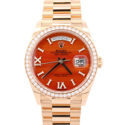 Rolex Day-Date 36mm Carnelian Dial Watch Ref# 128348RBR