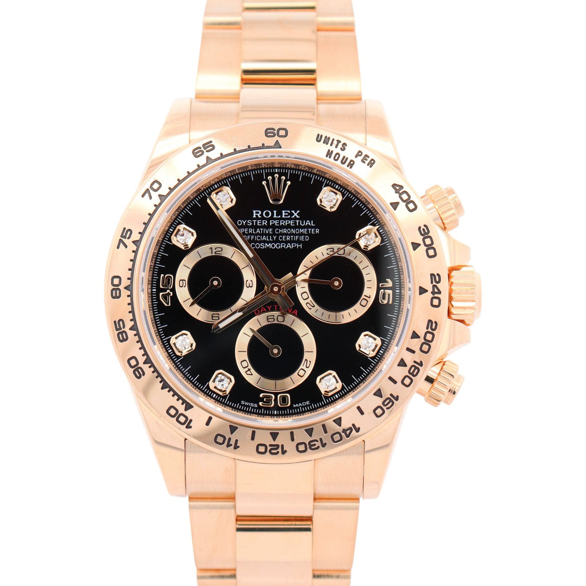 Rolex Daytona 40mm Black Chronograph Diamond Dial Watch Ref# 116508