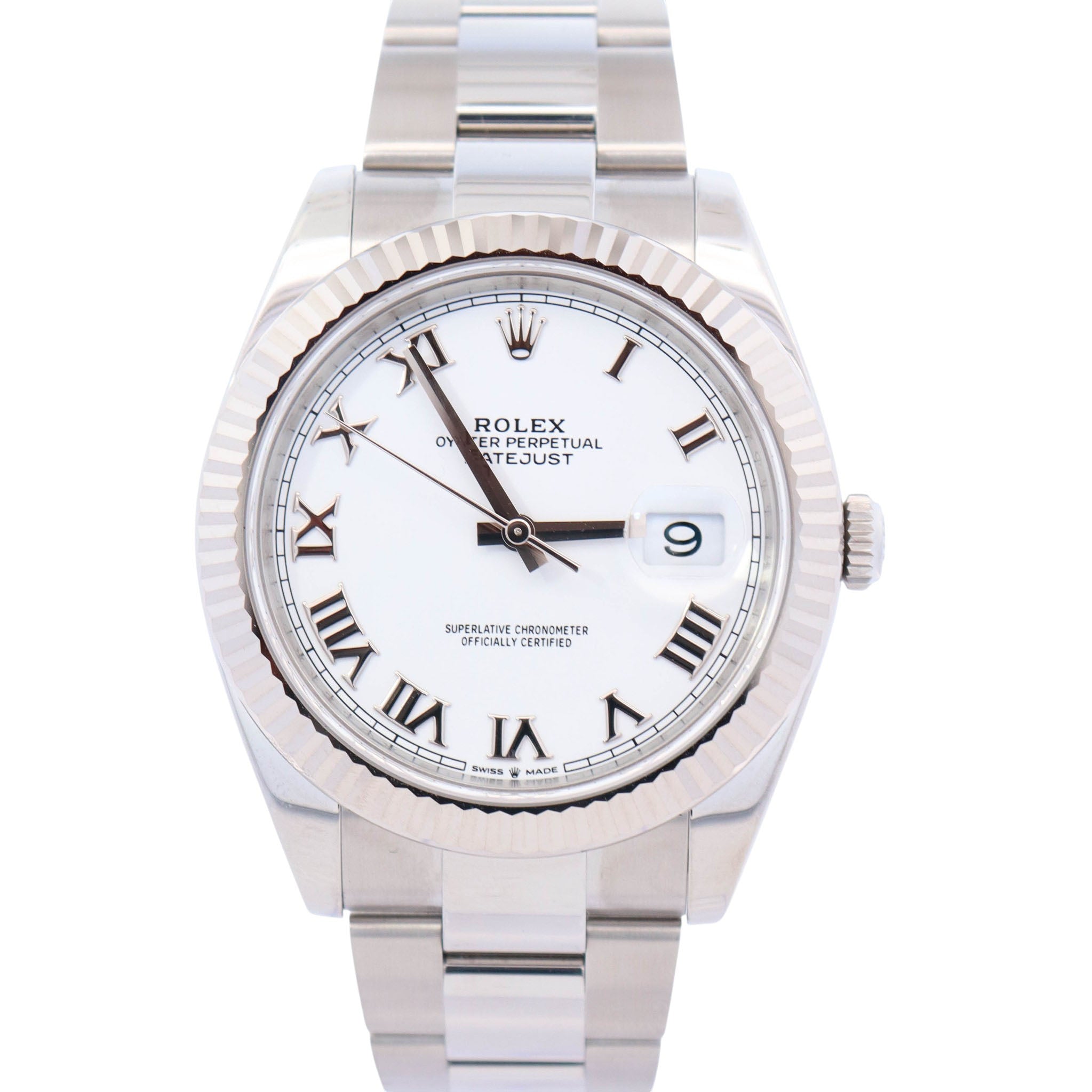 Rolex Datejust 41mm White Roman Dial Ref# 126334 – Happy Jewelers