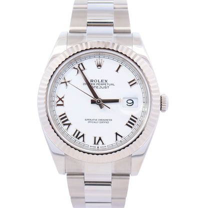 Rolex Datejust 41mm White Roman Dial Ref# 126334