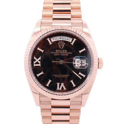 Rolex Day-Date 36mm Eisenkiesel Diamond Roman Dial Watch Ref# 128235