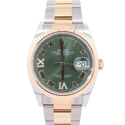 Rolex Datejust 36mm Olive Green Roman Dial Ref# 126233
