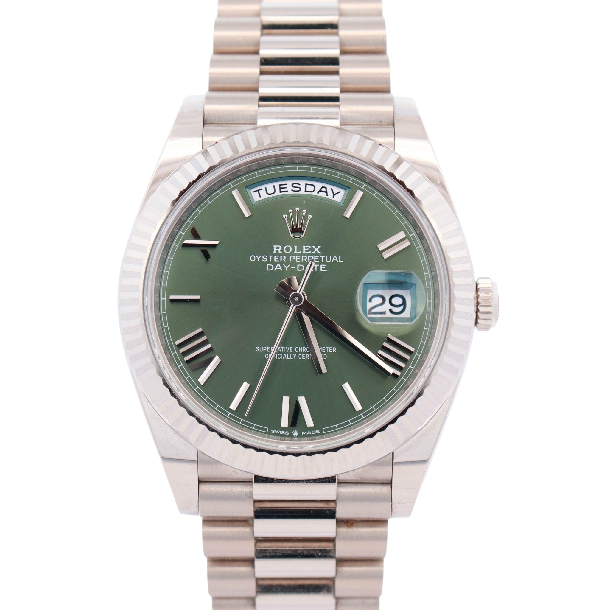 Rolex Day-Date 40mm Olive Dial Watch Ref# 228239