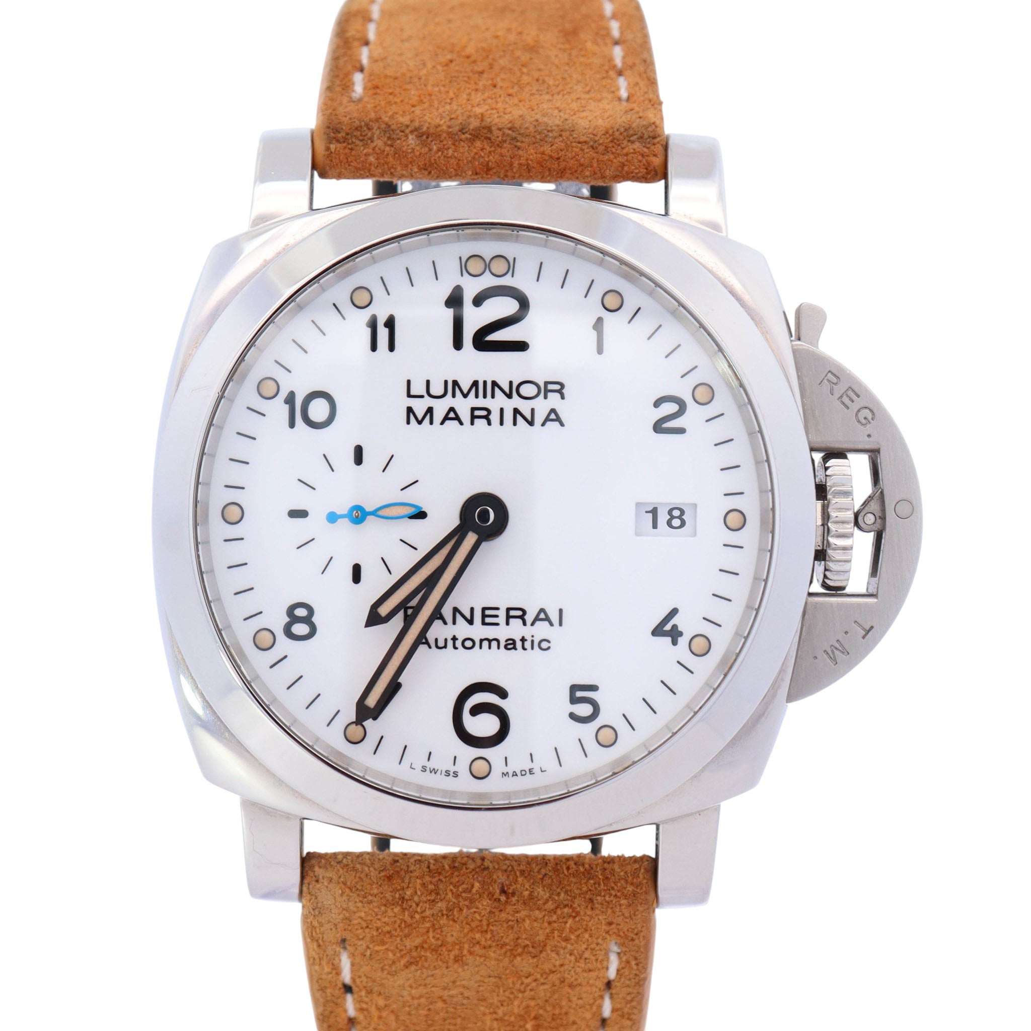 Panerai Luminor Marina 44mm White Dial Watch Ref# PAM01499 - Happy Jewelers Fine Jewelry Lifetime Warranty