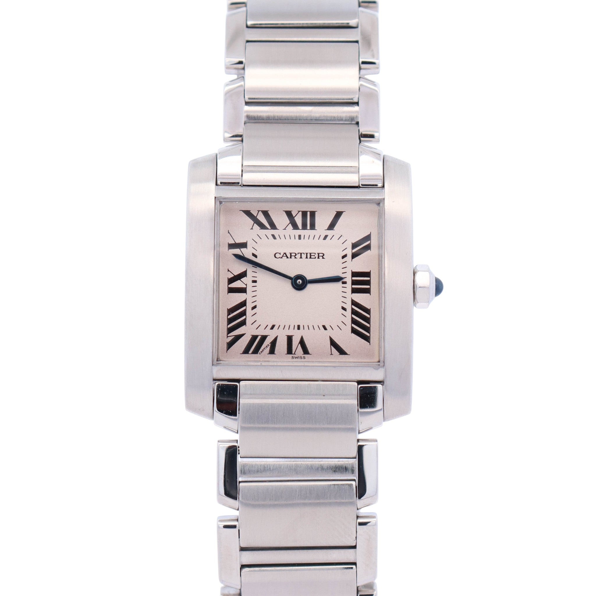 Cartier Tank Stainless Steel 25mm White Roman Dial Watch Ref# W51003Q3