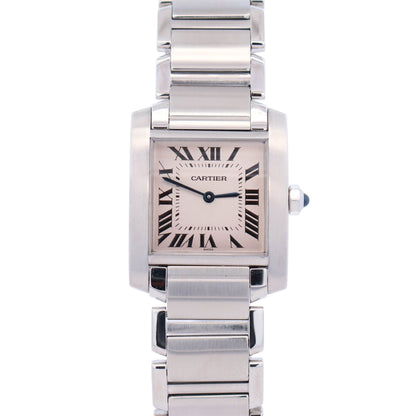 Cartier Tank Stainless Steel 25mm White Roman Dial Watch Ref# W51003Q3