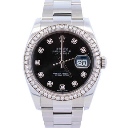 Rolex Datejust 36mm Black Dial Watch Ref# 116244 - Happy Jewelers Fine Jewelry Lifetime Warranty