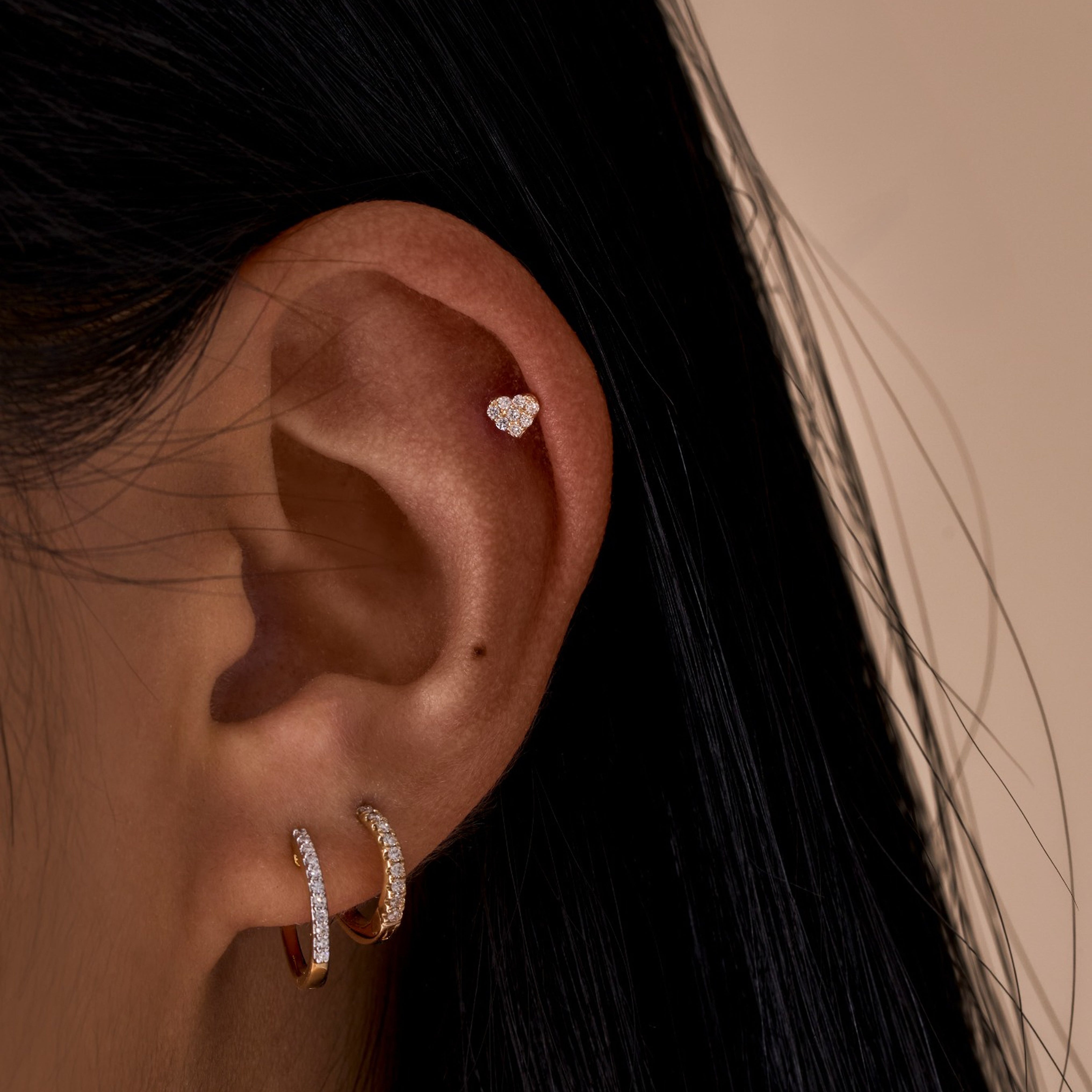 Lab Diamond Heart Flat Back Single Stud Earring - Happy Jewelers Fine Jewelry Lifetime Warranty