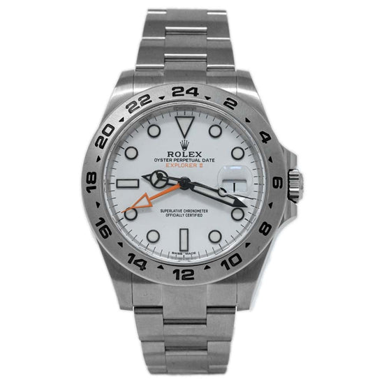 Rolex Explorer II Stainless Steel 42mm White Dot Dial Watch Ref# 216570 - Happy Jewelers Fine Jewelry Lifetime Warranty