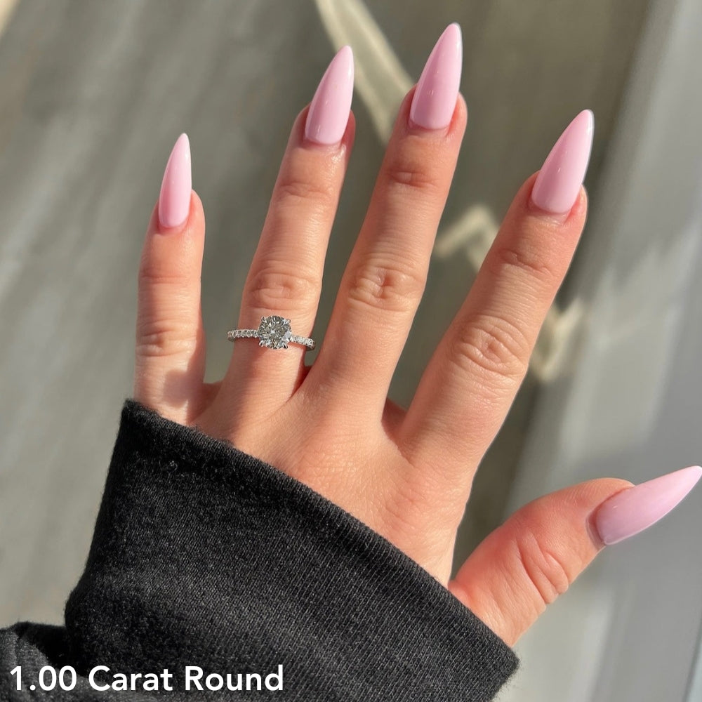 1.00-1.99 Carat Round Brilliant Cut Lab Grown Diamond Engagement Ring with Diamond Band - Happy Jewelers Fine Jewelry Lifetime Warranty