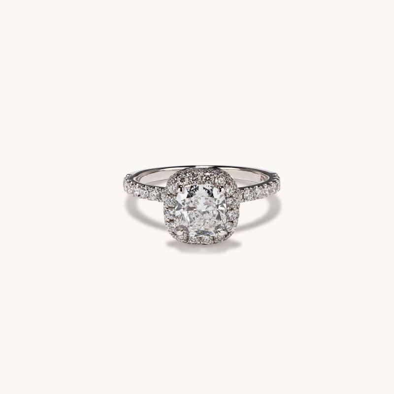 1.51 Cushion Natural Diamond Engagement Ring with 2D Halo