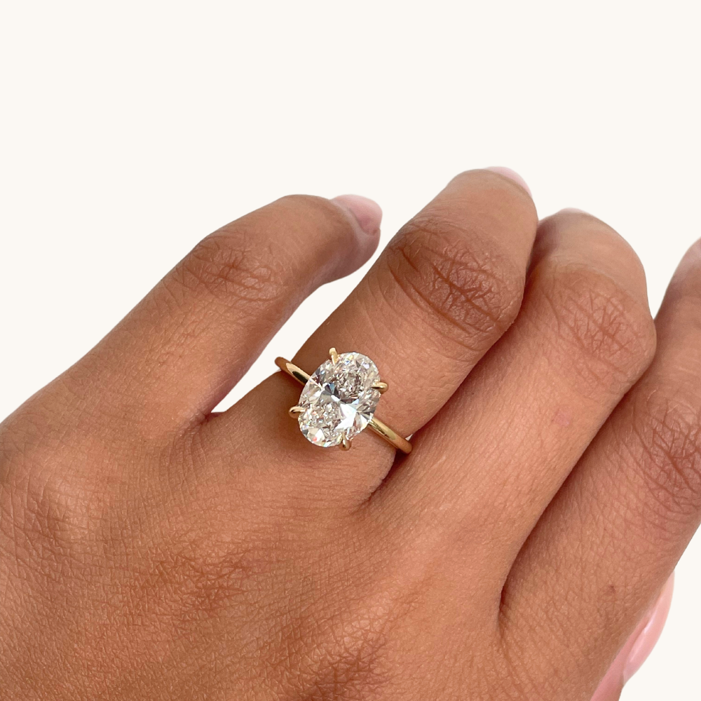 3.30 Oval Natural Diamond Engagement Ring with Hidden Halo