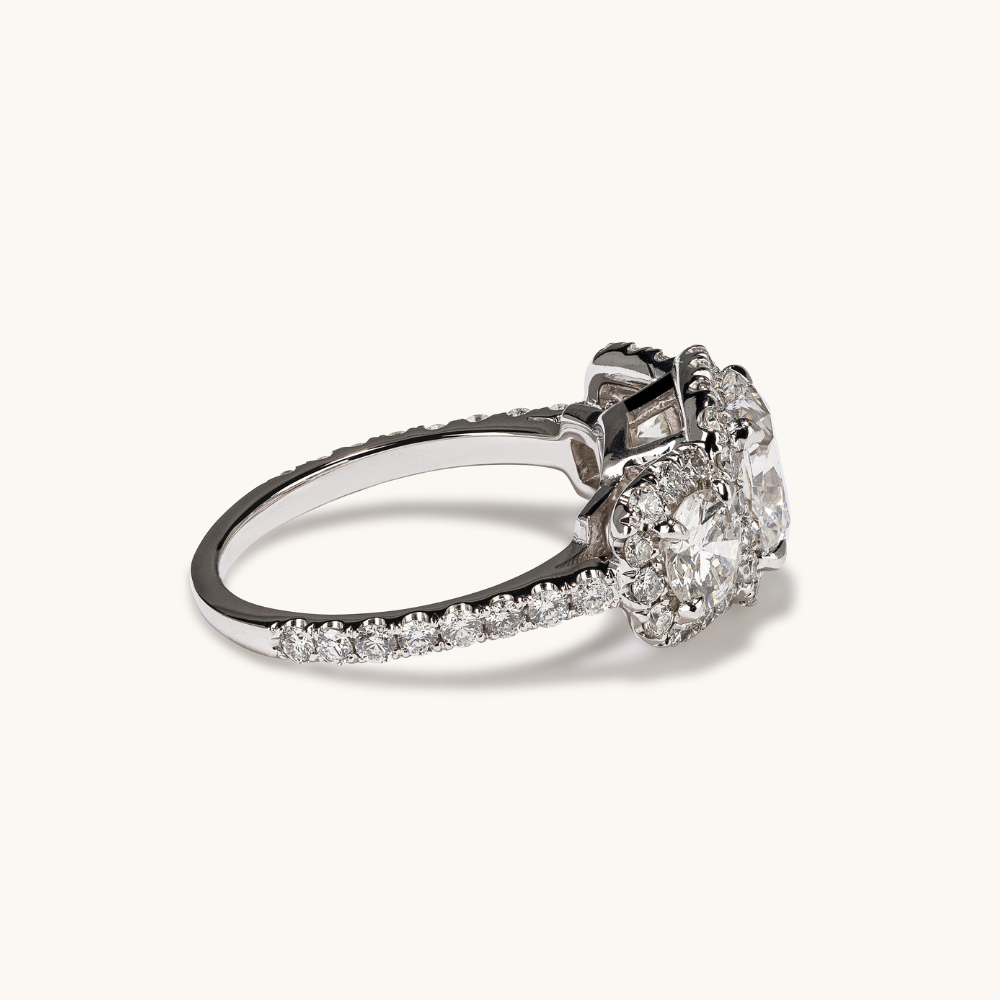 1.60 Cushion Natural Diamond 3-Stone Engagement Ring