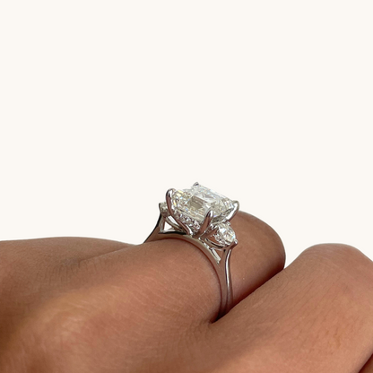 2.95 Asscher Natural Diamond 3-Stone Engagement Ring - Happy Jewelers Fine Jewelry Lifetime Warranty