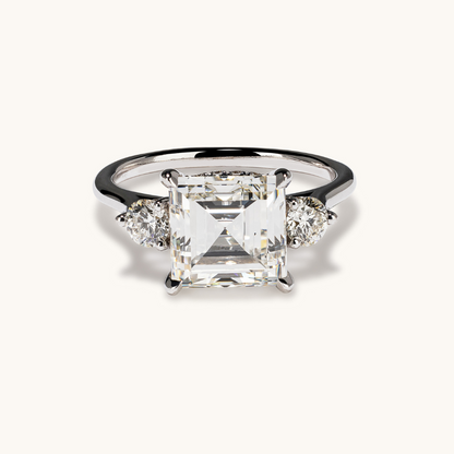 2.95 Asscher Natural Diamond 3-Stone Engagement Ring - Happy Jewelers Fine Jewelry Lifetime Warranty