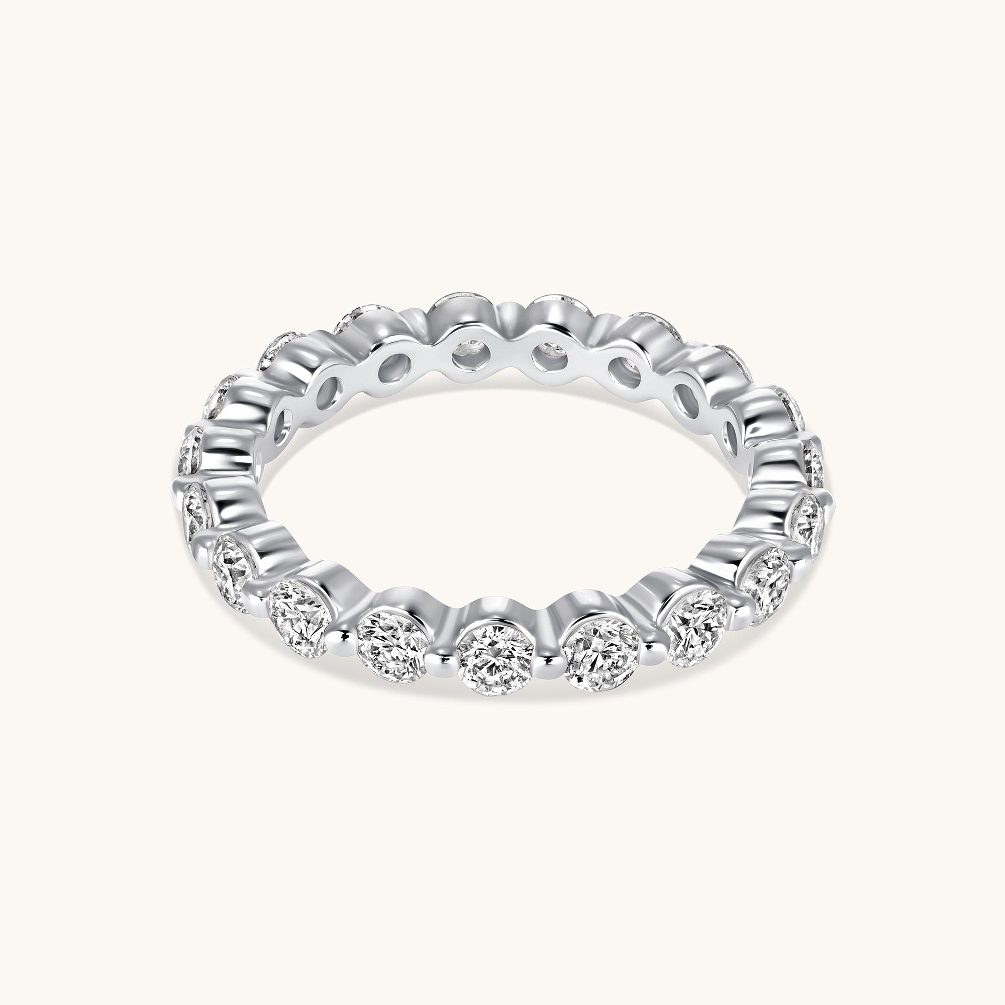 Large Round Shared Prong Diamond Band - Happy Jewelers Fine Jewelry Lifetime Warranty