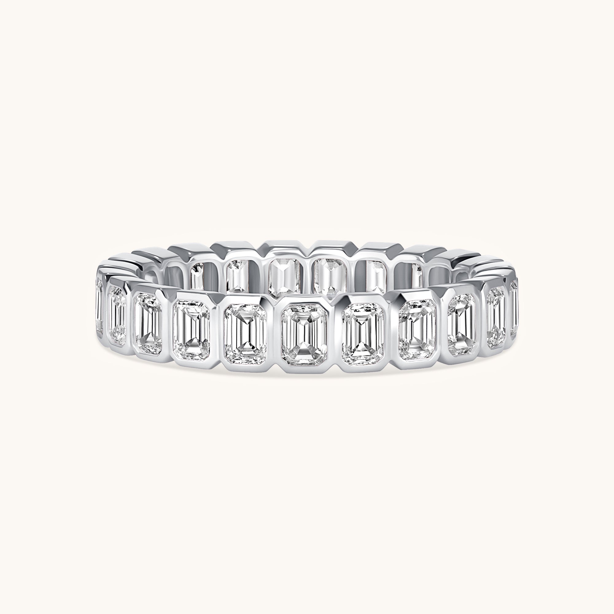 Bezel Set Emerald Lab Diamond Eternity Band